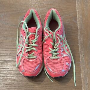 Asics Pink and Green Athletic Shoes